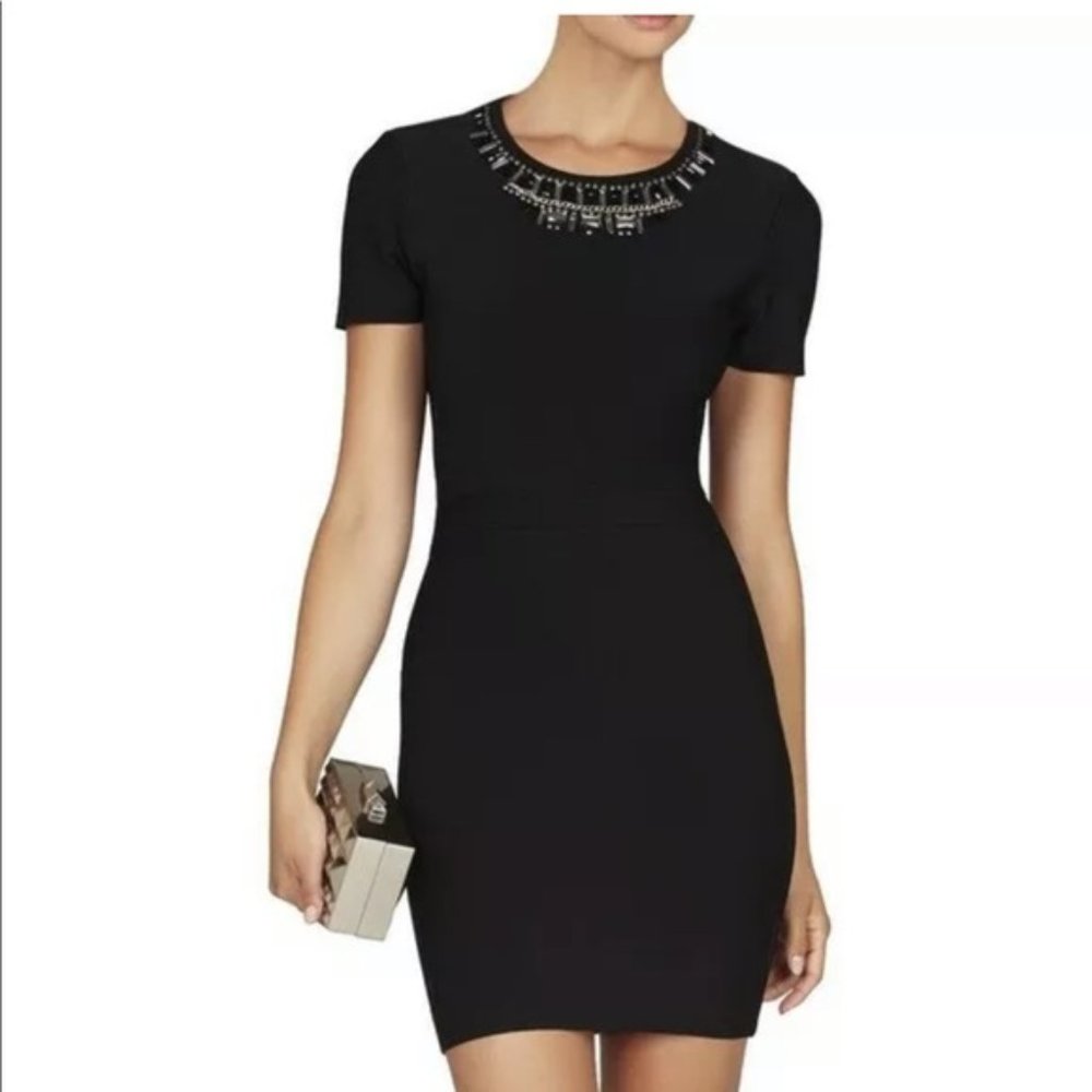 BCBG Max Azria Kaylen Bandage Dress Jewel Neckline